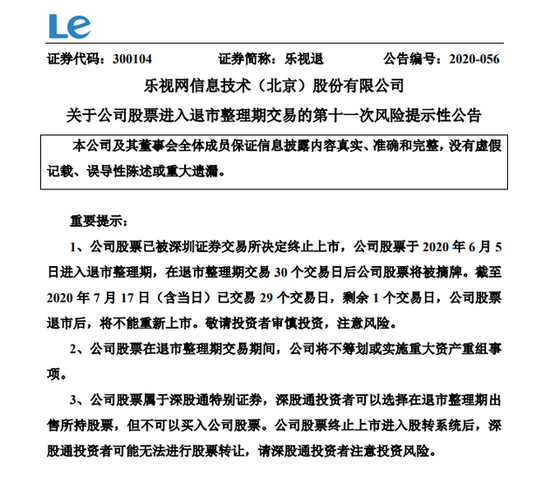 乐视网退市真相 28万股东何去何从